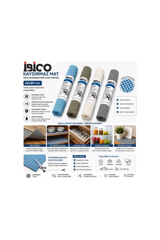 İbico İ13-001 Halı Kaydırmaz Mat Ve Raf Örtüsü 45x90cm Mix Renkli - 12'li Paket Diğer
