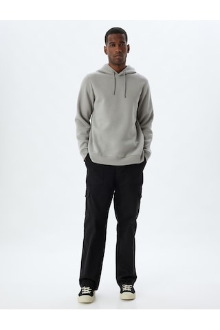 Koton Kapşonlu Sweatshirt Basic Pamuk Karışımlı Gri 5wam70001mk Gri
