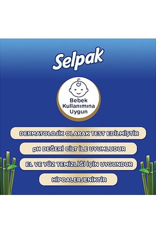 Selpak Organik Bambu Özlü & Organik Zeytinyağlı Islak Mendil 50'li Tekli