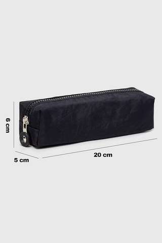 Kaff106 Krinkıl Kumaş Unisex Tek Bölmeli Suya Dayanıklı Parmak Kalemlik Kalem Kutusu Siyah Genel