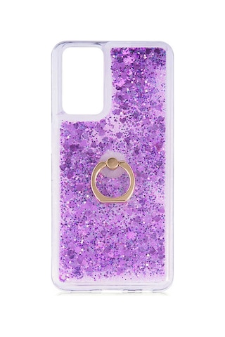 Flody Samsung Uyumlu Galaxy S23 Fe Kılıf Sulu Simli Akışkan Silikon Yüzüklü Mor