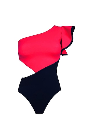 Deep Beach Kolu Volan Detaylı Asimetrik Mayo Db200743m 001