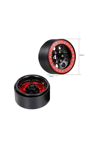 Besthome1 1/10 Rc Tırmanma Aracı İçin 55mm Metal Jant - 8 Delikli Siyah Kırmızı