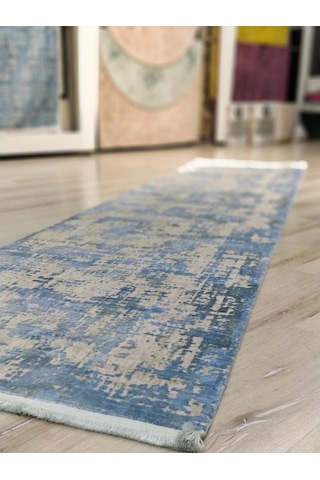 Türkmen Halı Pavia 1696A Mavi 80X300 Cm Ipeksi Salon Halısı