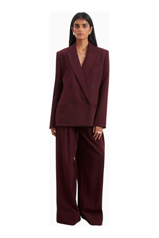 Because Of Alice Dropped Waist Double Breasted Blaze Oversize Kadın Ceket Bordo
