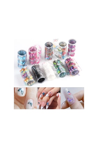 10lu Tırnak Süsleme Folyosu Kelebek Dizayn Nail Art Transfer Folyo
