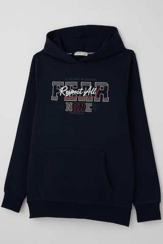 Breeze Erkek Çocuk Sweatshirt Kapüşonlu Yazı Baskılı Kanguru Cepli 9-14 Yaş, Lacivert Lacivert