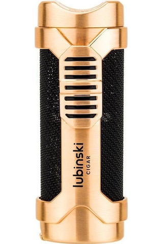 Lubinski Cigar Sehpa Kapaklı Delicili Tek Torch Puro Çakmağı Gold