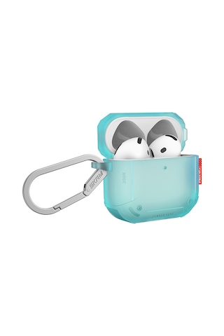 Apple Uyumlu AirPods 4 Kılıf Airbagli 360 Derece Tam Koruma Skinarma Mecha Ce Askı Aparatlı Kılıf Turkuaz