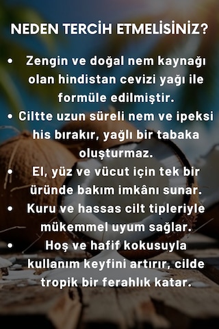 Naturix Hindistan Cevizi Özlü Nemlendirici ve Onarıcı El Yüz ve Vücut Bakım Losyonu 250 ML