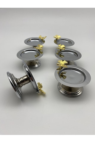 6'lı Gümüş Kelebekli Makaronluk, Kahve Yanı Sunumluk Şekerlik