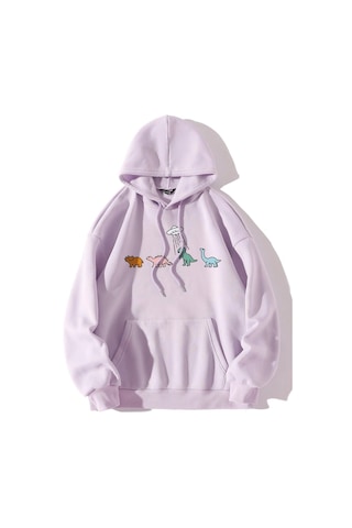 Tarzsokak Coke Serisi Sheın Qutie Cartoon Graphic Drop Shoulder Drawstring Thermal Lined Hoodie Mor
