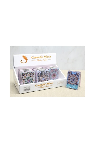 4 Adet El Aynası Mandala Desenli Hareketli Sulu Cep Aynası Taşınabilir Hand Mirror Ve Pocket Mirror Sarı