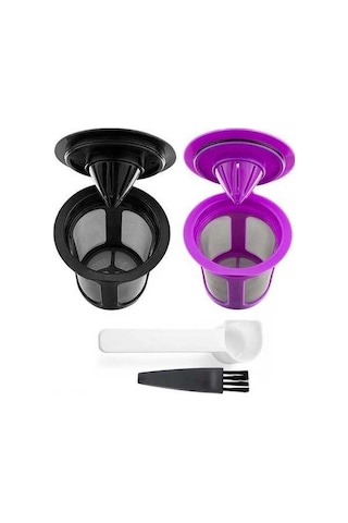 Fortunelane 2'li Kahve Filtre Kupsu Mor+siyah + Fırça Seti - Yenilebilir, Uyumlu Kullanım Diğer