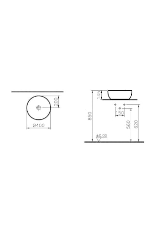 VitrA Outline Yuvarlak Lavabo 40 CM Beyaz 5992B403-0016