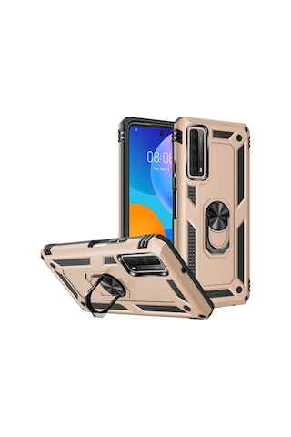 Newface Huawei P Smart 2021 Kılıf Sofya Yüzüklü Silikon Kapak Semeglbl - 65 - Gold