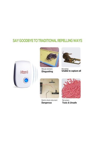 Fortunelane Ev, Ofis, Beyaz Ultrasonik Sıçan, Mus, Ağaç Ağzı, Sinema Sinekleri Kovucu - Avrupa Standartı Filtreli Elektrikli Ciha