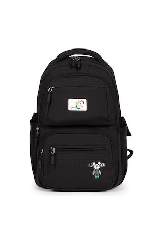 Modern Ve Fonksiyonel Tasarım Çok Gözlü, Şık Okul Sırt Çantası - Siyah Siyah