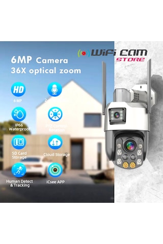 İcsee 6 Mp Çift Kameralı 36x Optik Zoom Büyük Ptz Wifi Kamera