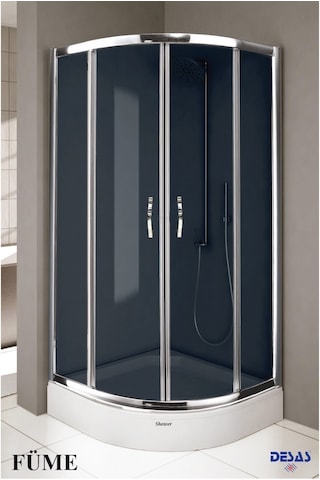 Desaş Shower Füme Teknesiz Oval Düz Cam Duşakabin 90 x 90 6 MM Füme Desaş Shower Füme Teknesiz Oval Düz Cam Duşakabin 90 x 90 6 MM Füme