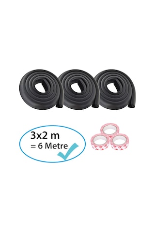 Evokids Kauçuk Kenar Koruyucu Siyah 3 Adet x 6 M Çok Renkli