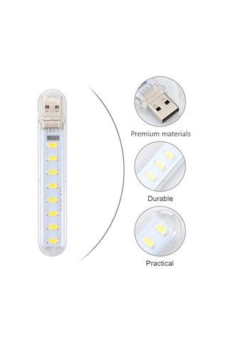 Usb 8 Led Beyaz Lamba Gece Lambası Laptop - Powerbank Uyumlu Led Diğer