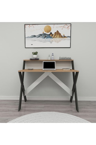 X Ayaklı Ders Çalışma Masası Bilgisayar Masası 50x90 Cm Çam & Gri