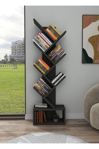 Enda Home Erine 8 Raflı Zikzak Kitaplık Antrasit