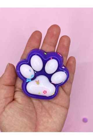 Pati Taba Squishy Kedi Pati Sıkma 7 Cm Pullu Pati Sukuşi - Mor