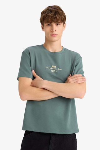 Defacto Boxy Fit Bisiklet Yaka Baskılı Kısa Kollu Tişört F8592ax25hsgn829 Yeşil