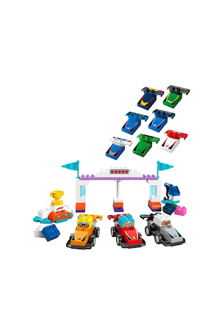 LEGO® DUPLO® Kasabası F1® Takımı Yarış Arabaları ve Sürücüler 10445 - 2 Yaş ve Üzeri Küçük Çocuklar İçin Eğitici Oyuncak Yapım Seti (70P)