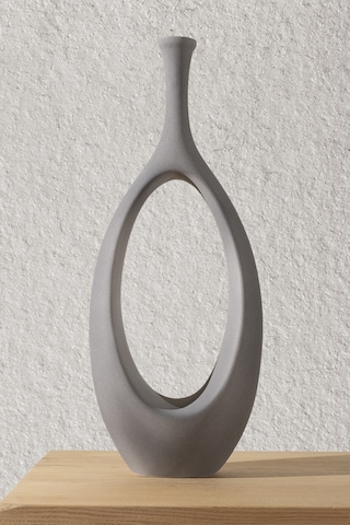 Koza Home Gracil Özel Taş Doku Gri İskandinav Seramik Vazo 20x5x55cm 6267 Standart