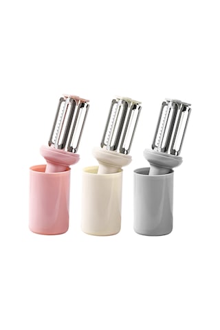 Aubyhe Pembe 3'ü Bir Arada Ev Çamaşırı: Meyve Sebze Soyucu, Dilimleyici, İncikleyici Ve Zencefil Değirmeni - 14x4 Cm Paslanmaz Çelik Bıçaklı Abs Tutamalı Diğer