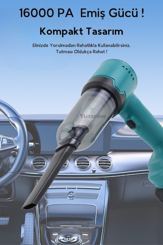 Yeni Araç Içi Süpürge 2 In 1 16000pa 3 Kademeli Vakumlu Üflemeli Araç Süpergesi Pro-hl-126 Mavi