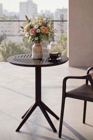Loft 60 Cm Katlanır Lüks Kafe Masası Bahçe, Balkon, Kafe Ve Restoran Masası Siyah