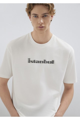Mavi - İstanbul Baskılı Ekru Tişört 0613664-70057