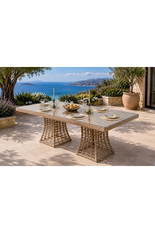 Rattan Bahçe Mobilyası Perla Model 6 Kişilik Krem