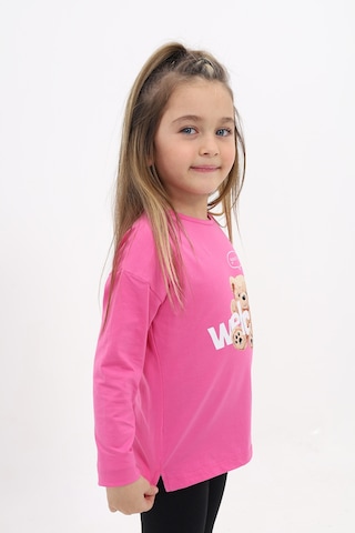 Toontoy Kids Toontoy Kız Çocuk Baskılı Bisiklet Yaka Uzun Kollu Tişört Fuşya