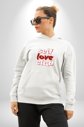 Kendini Sevme Kulübü Sokak Stili Kadın Erkek Beyaz Kapüşonlu Sweatshirt Hoodie Beyaz
