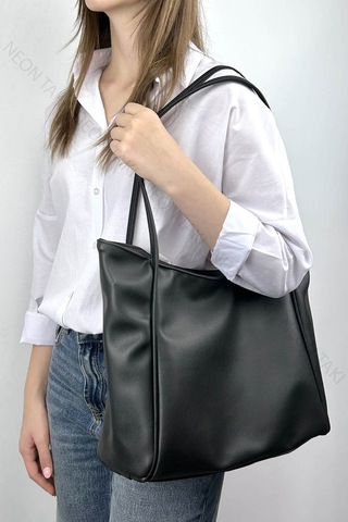 Çift Saplı Yumuşak Deri Omuz Ve El Çantası Siyah, 70 Siyah