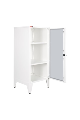 Lande - Ziglat 1110 - Metal Dolap - Cam Kapılı - Mat Beyaz. Beyaz