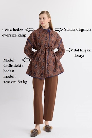 Kadın Yandan Bağlamalı Tasarım Kimono Ceket Kırmızı