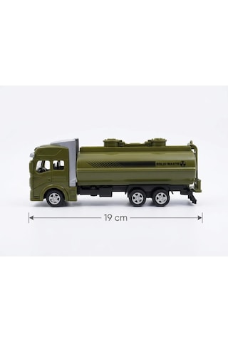 Çek Bırak 19cm İş Makinası Temalı Tanker Detaylı Tanker Kapakları Açılabilir Oyuncak Tır Yeşil