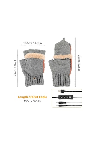 1 Çift Usb Isıtmalı Eldiven, 3 Sıcaklık Ayarlı Isıtmalı Kış Eldivenleri, Bilgisayarda Sıcak Eller İçin Kış Eldivenleri Fmy