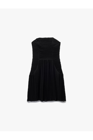 Koton Straplez Yaka Kolsuz Slim Fit Şifon Mini Abiye Elbise Siyah 6wak80005fw Siyah