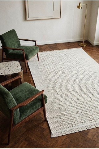 Leiva Home Monaco 0219a Krem Bohem Sisal Bukle Yumuşak Özel Kesim Salon Koridor Mutfak Yolluk Saçaklı Halı 0220-krem
