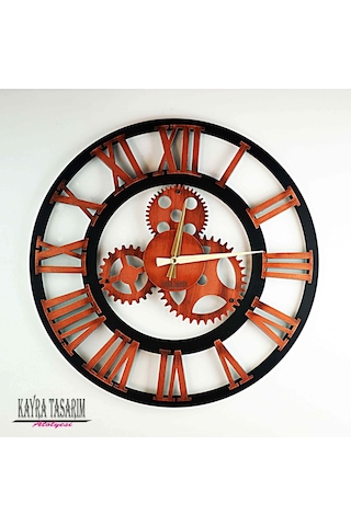 Duvar Saati Antik Bakır Roma 70cm Bakır