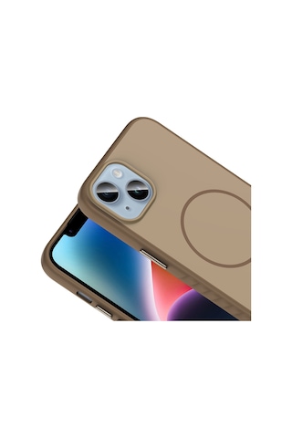 Apple Uyumlu iPhone 15 Kılıf M-safe Şarj Özellikli Zore Tea Kapak Gold