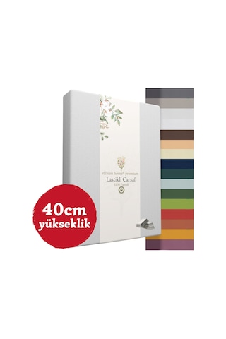 Home Premium Lastikli Çarşaf Yüksek Yataklara Özel 40cm Yükseklik Penye %100 Pamuk 150gr/m2 Oeko Tex Açık Gri