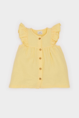DeFacto Kız Bebek Bisiklet Yaka Gofre Dokulu Kısa Kollu Gömlek C5972A525SMYL252 Sarı